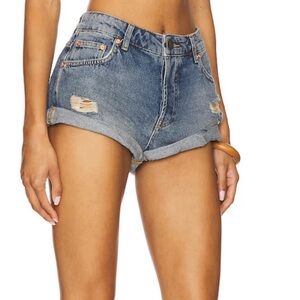 One Teaspoon Bandits Distressed Blue Jean Shorts